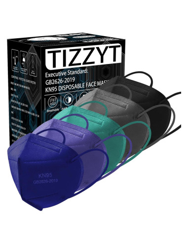 Mascarillas KN95 TIZZYT | Paquete de 50 | 5 Capas Adultos