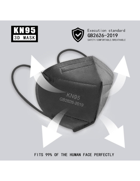 Mascarillas KN95 TIZZYT | Paquete de 50 | 5 Capas Adultos