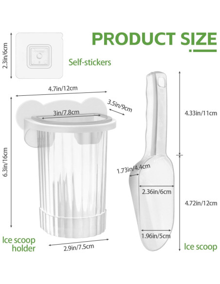 Cuchara de Hielo con Soporte Yitexin - Plástico Blanco Multifuncional