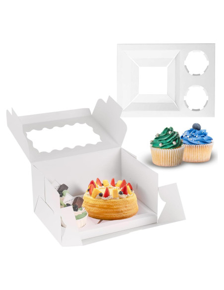 Cajas de Bento para Pastel y Cupcake JCD - 8 Paquetes con Ventana