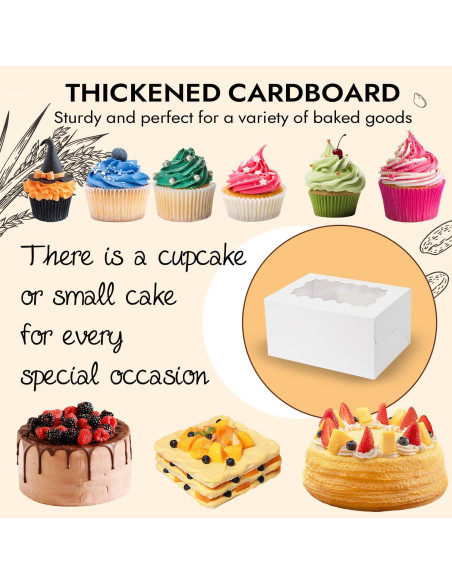 Cajas de Bento para Pastel y Cupcake JCD - 8 Paquetes con Ventana