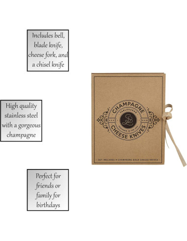 Juego de cuchillos para queso Santa Barbara - 4 piezas dorado
