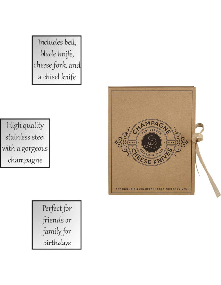 Juego de cuchillos para queso Santa Barbara - 4 piezas dorado