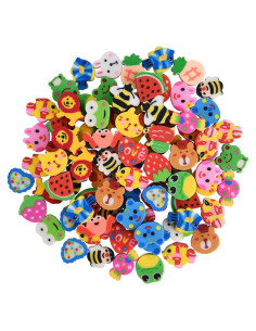 400 Borradores Mini de Frutas y Animales Jsehchya - Coloridos