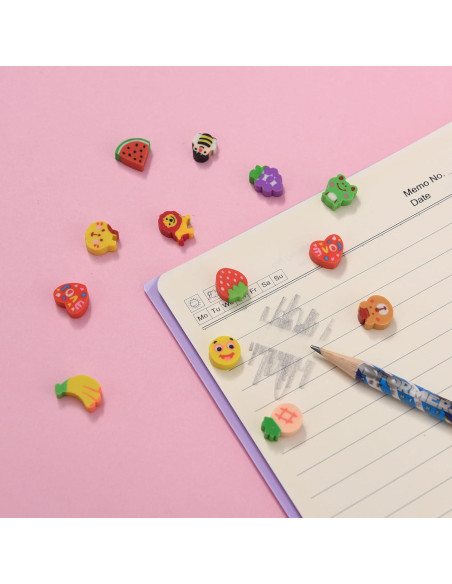 400 Borradores Mini de Frutas y Animales Jsehchya - Coloridos