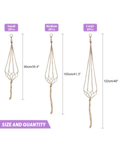 Soporte de Macramé para Plantas Swpeet - 6 Piezas, 3 Tamaños 2