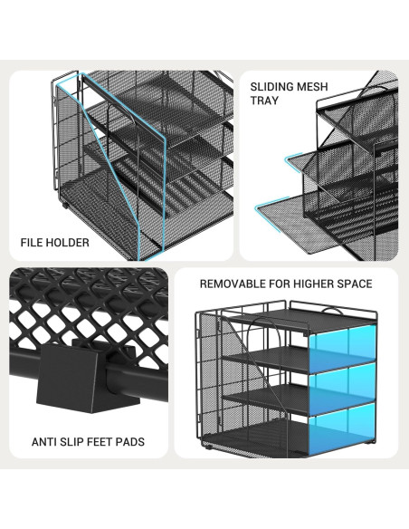 Organizador de Escritorio Becomrock 4 Niveles Metal Negro