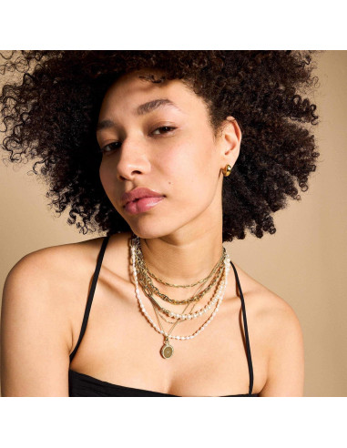 Collar de cadena con colgante dorado Fossil para mujeres