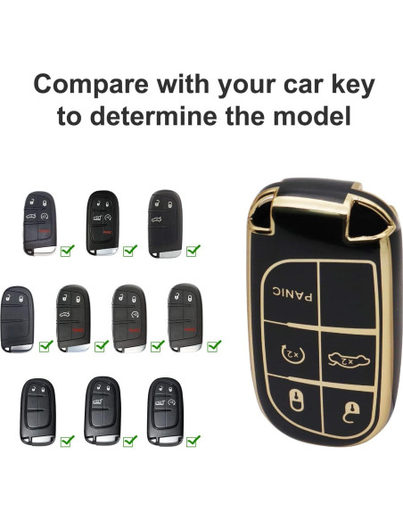 Funda de Llave SUNCARACCL para Jeep y Dodge - TPU Negro