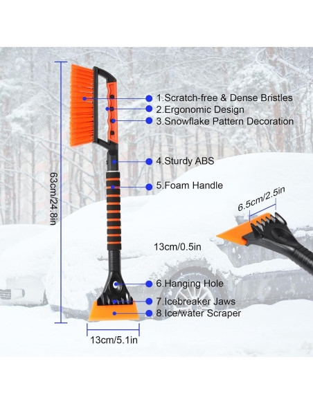 Cepillo de Nieve 63 cm con Raspador de Silicona nbnhxnff