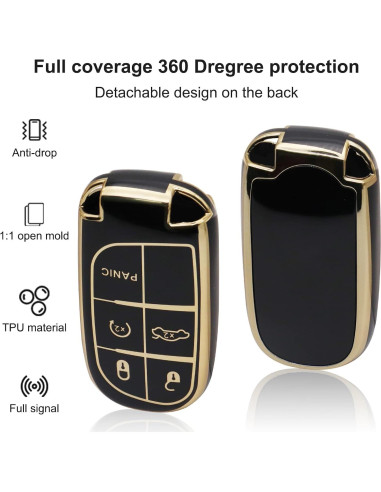 Funda de Llave SUNCARACCL para Jeep y Dodge - TPU Negro