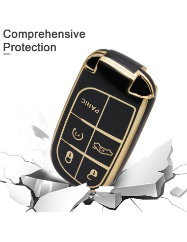 Funda de Llave SUNCARACCL para Jeep y Dodge - TPU Negro