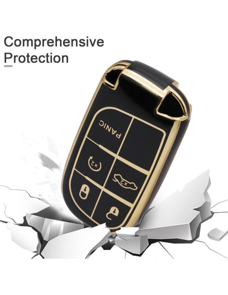 Funda de Llave SUNCARACCL para Jeep y Dodge - TPU Negro