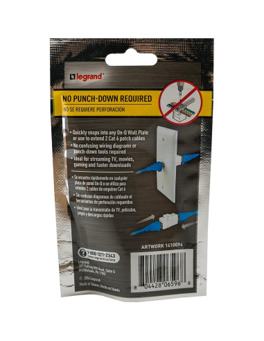 Acoplador Keystone Cat 6 On-Q WP3452WHV1 Blanco Alta Velocidad