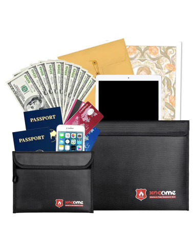 2 Bolsas Ignífugas ABSOK para Documentos y Dinero 38x28 cm