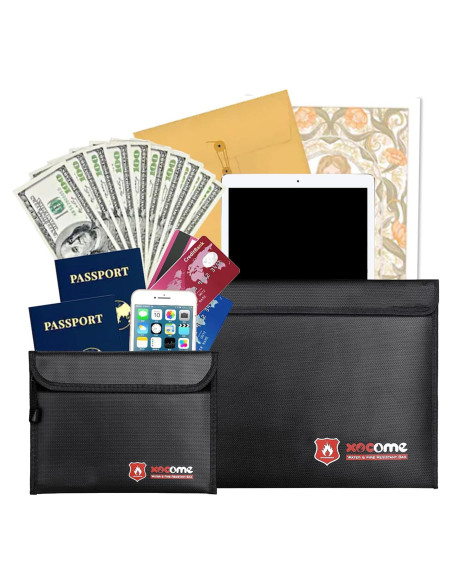 2 Bolsas Ignífugas ABSOK para Documentos y Dinero 38x28 cm