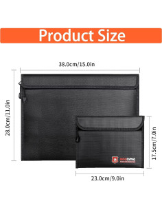 2 Bolsas Ignífugas ABSOK para Documentos y Dinero 38x28 cm 2