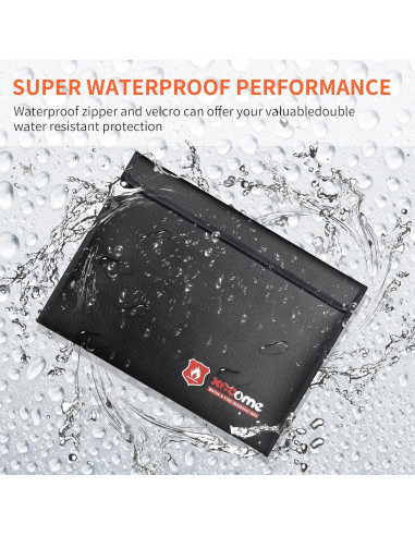 2 Bolsas Ignífugas ABSOK para Documentos y Dinero 38x28 cm