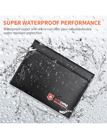 2 Bolsas Ignífugas ABSOK para Documentos y Dinero 38x28 cm