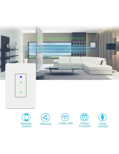 Interruptor de Luz de Pared Inteligente SANA Wi-Fi 2.4GHz
