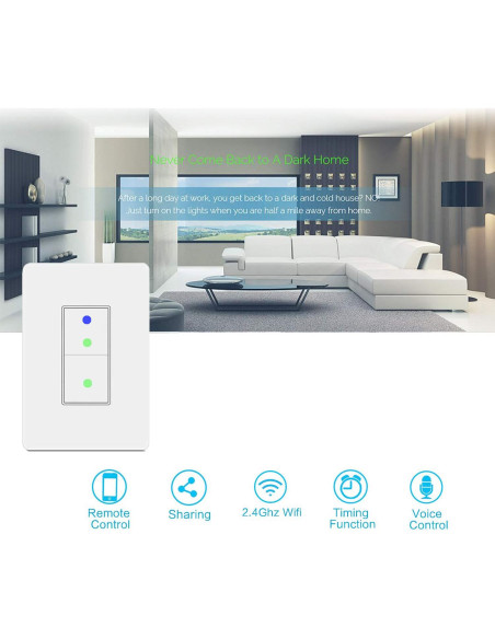 Interruptor de Luz de Pared Inteligente SANA Wi-Fi 2.4GHz