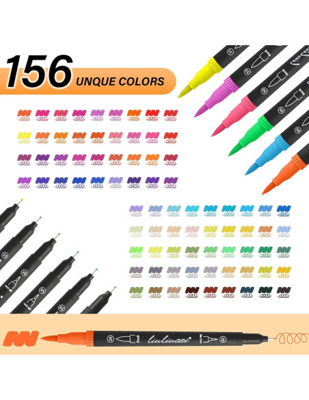 Set de Marcadores de Acuarela LIULIUCAI 156 Colores Doble Punta