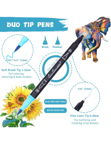 Set de Marcadores de Acuarela LIULIUCAI 156 Colores Doble Punta