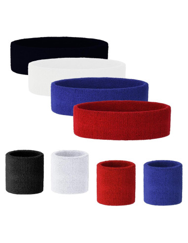 Set 4 Bandas de Cabeza y Muñeca Cosmos Algodón Absorbente