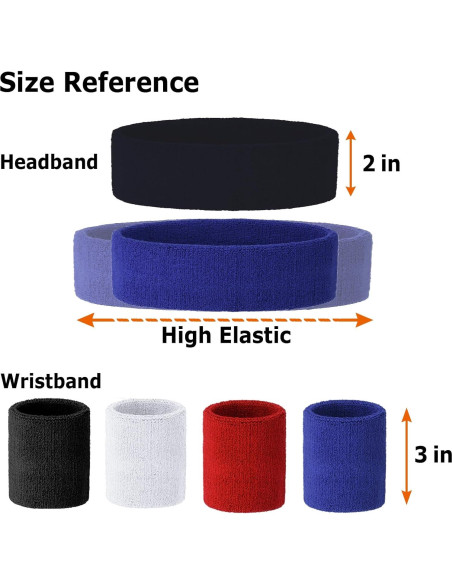 Set 4 Bandas de Cabeza y Muñeca Cosmos Algodón Absorbente