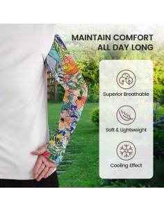 Mangas de Jardinería Protectores Solar Enfriadores Azul Floral 2