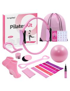 Kit de Pilates 16 Piezas Tongdayi para Mujeres - Anillos, Bandas y Pelota