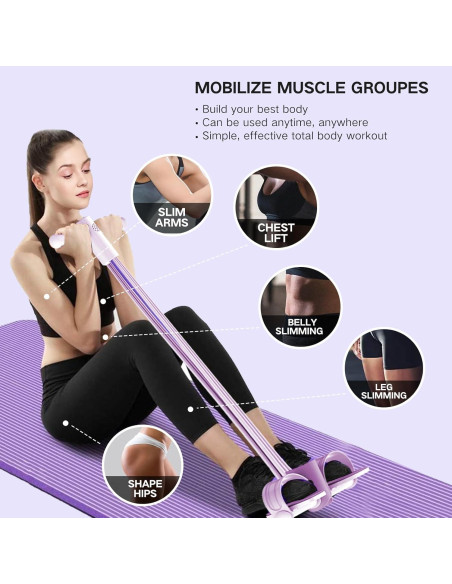 Cuerda de Resistencia con Pedal MaxKite 6 Tubos Rosa