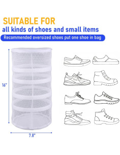 Geelin 4 Bolsas de Lavado de Malla para Zapatillas 40x20 cm 2