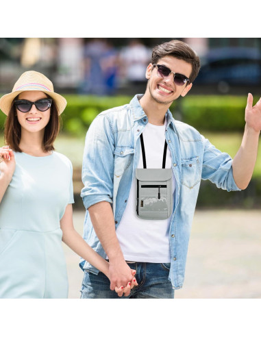 Bolsillo de Cuello Antirrobo RFID Gris para Viajes - Unisex