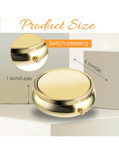 Caja de Pastillas Organizador de Medicina WLLHYF Oro 7x6 cm 2