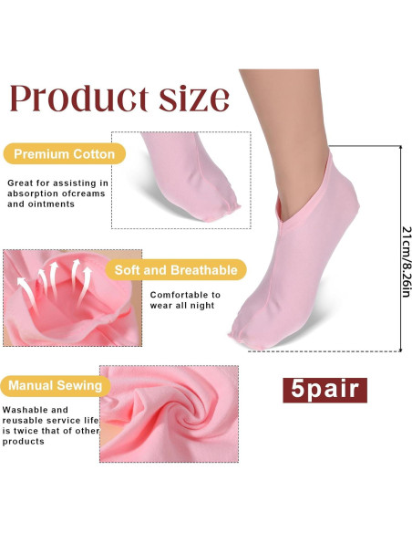 3 Pares de Calcetines Hidratantes Rosa Xelsluthe para Pies Secos