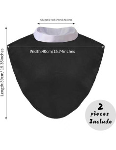 Collar Clerical Unisex Negro con Inserto Blanco - 2 Piezas 2