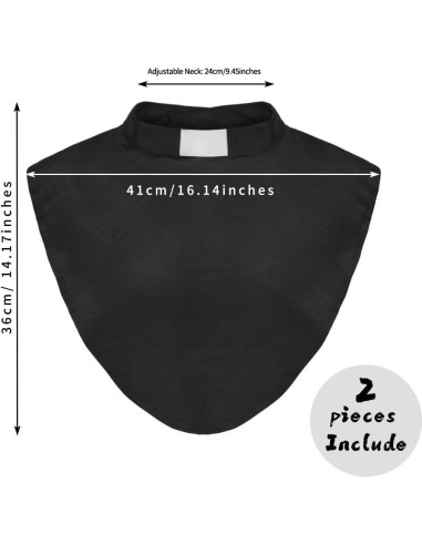 Collar Clerical Unisex Negro con Inserto Blanco - 2 Piezas