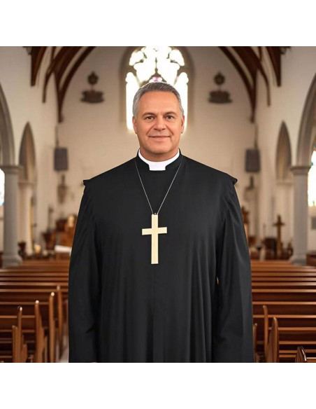 Collar Clerical Unisex Negro con Inserto Blanco - 2 Piezas