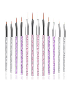 12 Pinceles de Maquillaje Delineador Fino Nuenen - 3 Tamaños