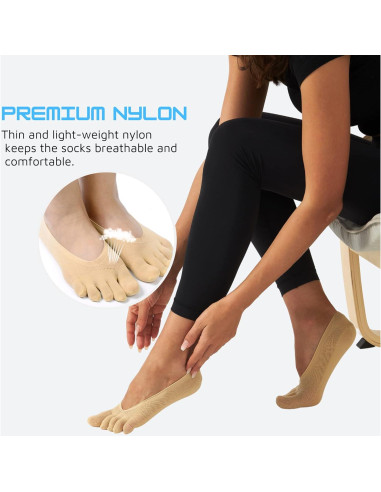4 Pares de Calcetines Invisibles Antideslizantes para Mujeres