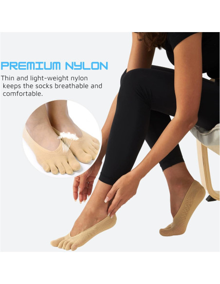 4 Pares de Calcetines Invisibles Antideslizantes para Mujeres