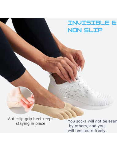 4 Pares de Calcetines Invisibles Antideslizantes para Mujeres