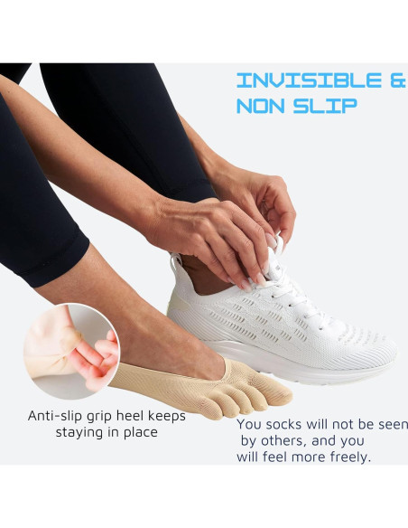 4 Pares de Calcetines Invisibles Antideslizantes para Mujeres