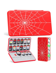 Estuche Portátil JINGDU para 48 Tarjetas Micro SD y NS, Rojo