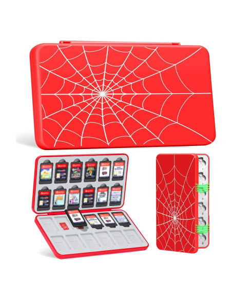 Estuche Portátil JINGDU para 48 Tarjetas Micro SD y NS, Rojo