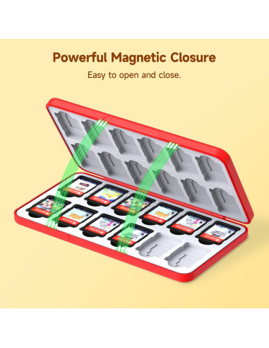 Estuche Portátil JINGDU para 48 Tarjetas Micro SD y NS, Rojo