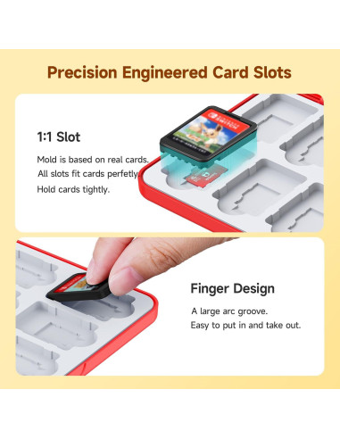Estuche Portátil JINGDU para 48 Tarjetas Micro SD y NS, Rojo