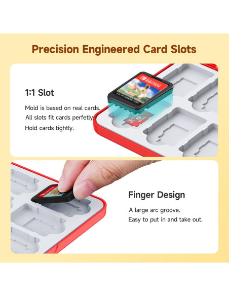 Estuche Portátil JINGDU para 48 Tarjetas Micro SD y NS, Rojo