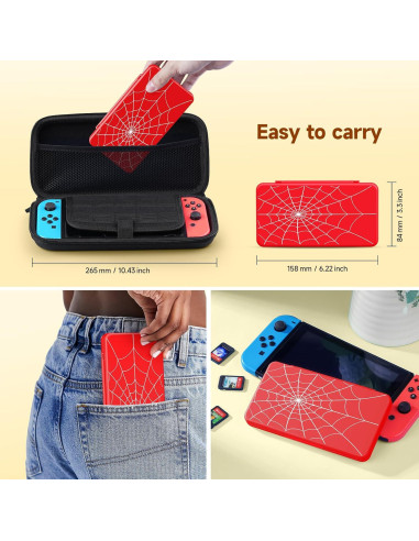 Estuche Portátil JINGDU para 48 Tarjetas Micro SD y NS, Rojo